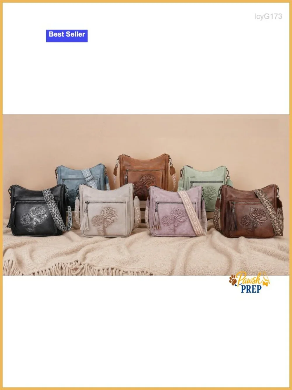 Vegan Leather Embossed Floral Hobo Crossbody Bag Lightweight Travel Purse
